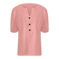thumbnail image 6 of Lixiuxyad Women Basic Tee Women's Shirts Stylish Women's T Shirts Casual Women’s Button Up Short Sleeve Tops Versatile Wear For All Occasions Wardrobe Addition,Pink, 6 of 6
