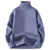 thumbnail image 3 of successthop Mens Turtleneck Sweaters Long Sleeve Sweater Chunky Fall Winter Pullover Tops Trendy Solid Clothes Blue M, 3 of 4
