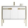 thumbnail image 3 of Fine Fixtures  Oakville Bathroom Vanity  with White Ceramic Sink White Matte - Satin Brass Hardware 42 Inch, 3 of 7