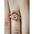 thumbnail image 2 of 1.50 carat Round Cut Morganite and Diamond Halo Bridal Wedding Ring Set in 10k Rose Gold, 2 of 2