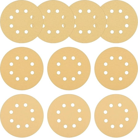 Greenworks 10Pcs 5" 8-Hole Hook and Loop Sanding Discs Pad Kit Random Orbit Sandpaper, 80/120/220 Grit Fine Sander