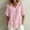 Pink, variant on QUNYINEY Summer Casual Tshirts Shirts for Women Cotton Linen Short Sleeve Tops Solid V Neck Tassel Loose Fit Pullover Shirts