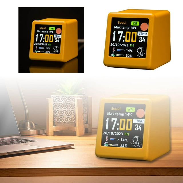 WiFi Desk Weather Clock Multifunctional Clock With Stylish Design For Home & Timer Kids Watch Temperature Probe for Digital Timer for Cooking Retirement Clock Countdown Sand Glass Timer 15 Minutes