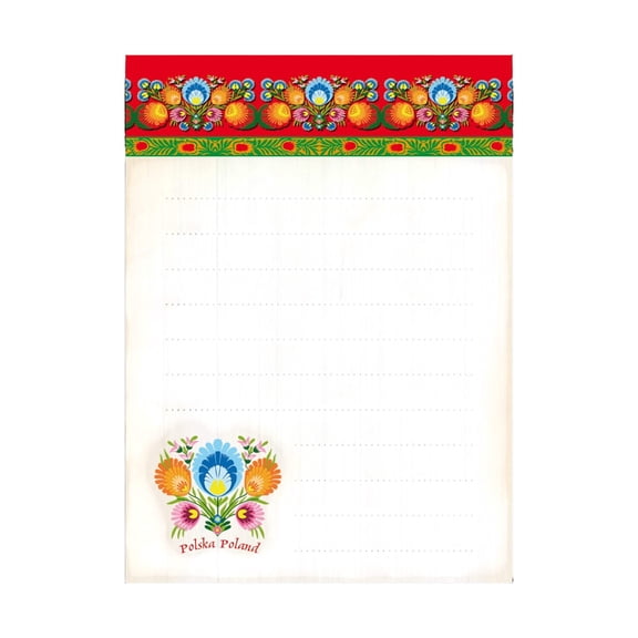 Polish Folk Art Small Magnetic Note Pad, Lowicz Flowers