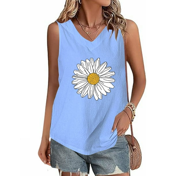 Fiudx Ropa de Mujer Camiseta con Botones y Cuello Redondo de Manga Corta con Estampado Pequeño Informal y de Lino para Mujer