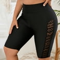 thumbnail image 5 of ZQUUVOU Plus Size Women's Swim Bottoms High Waist Cut Out Mesh Panel Long Swim Shorts Tummy Control Beach Shorts Black, 5 of 8