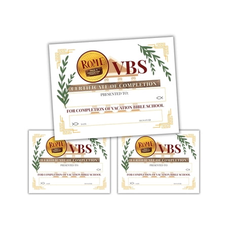 Rome Empire VBS Certificate of Completion 50pk 8.5x11 Vacation Bible School Paul and Underground Church Summer Kingdom Quest
