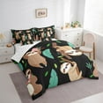 thumbnail image 3 of Manfei Funny Animal Lover Twin Bedding Sets 7-Piece, Jungle Cartoon Slotn Bedding Comforter Set, Leaf Plant Botanical Reversible Sheet Sets, Lightweight Room Decor, 3 of 7