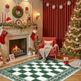 thumbnail image 2 of IDEALHOUSE Area Rugs 5x7ft, Green, Checkered Christmas Washable Non Slip Low Pile Carpet, Soft Foldable Holiday Living Room Mat, 2 of 7