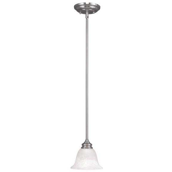 1 Light Brushed Nickel Mini Pendant with White Alabaster Glass Shade