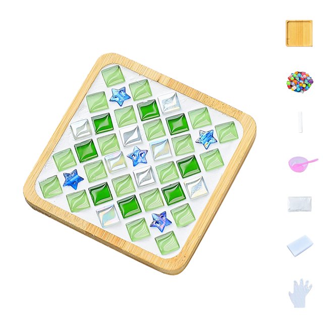 Juego de mosaicos de manualidades, posavasos de madera, mosaicos de colores variados, paquete de manualidades de 6 ml