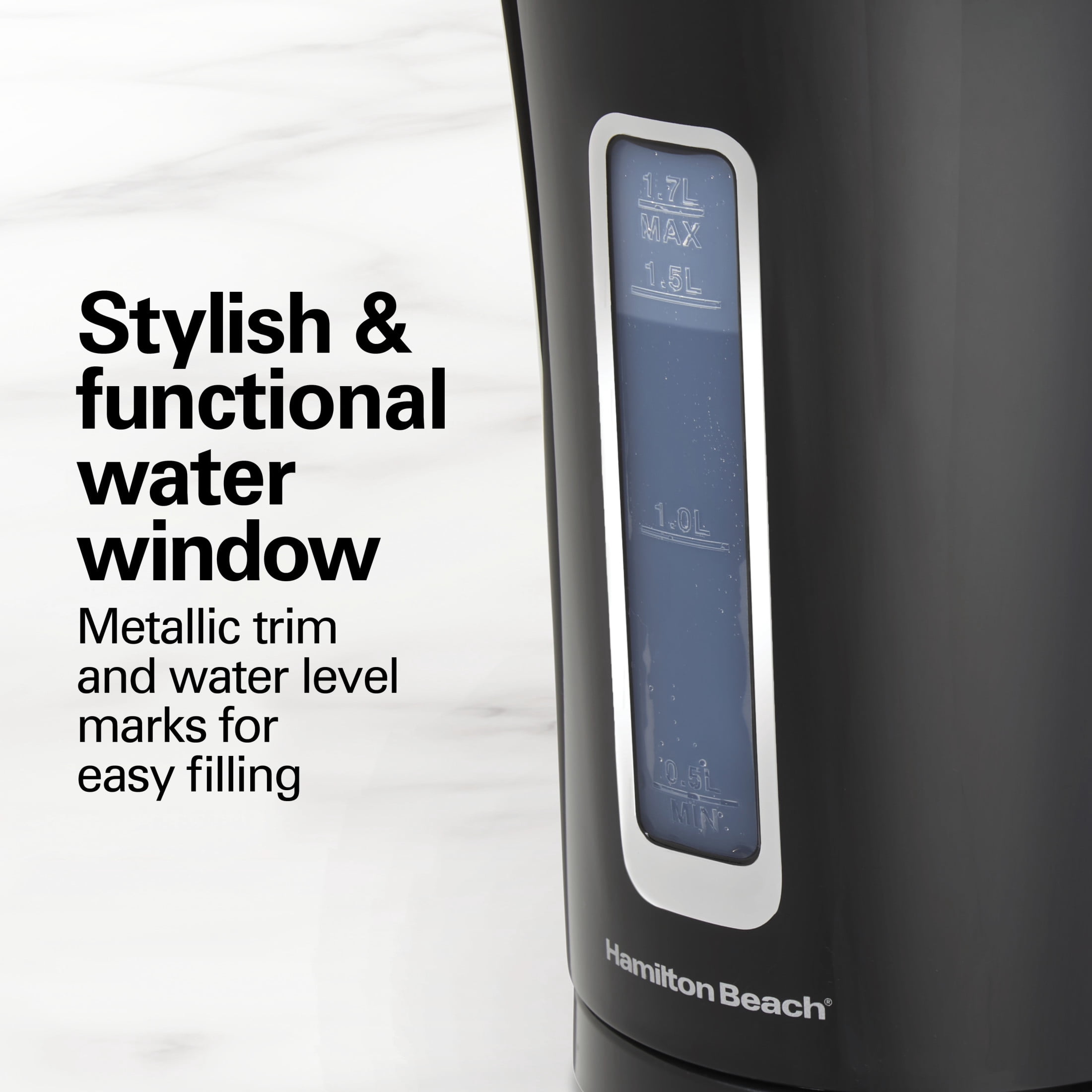 Hamilton Beach Electric Kettle, Tea & Water Kettle, 1.7L, Black