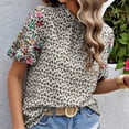 thumbnail image 2 of Blouses pour Femmes, Mode Décontractée Imprimée Col Montant Manches Courtes Blouse, 2 of 6