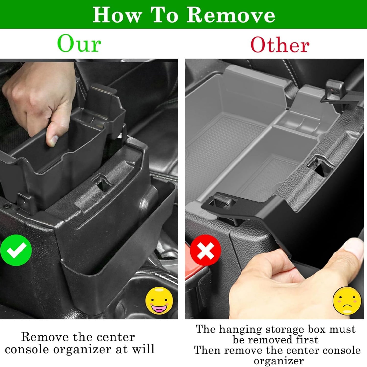 4PCS Center Console Organizer for 2018-2022 2023 Jeep Wrangler JL JLU and Gladiator JT Accessories Gear Shift Side Tray Organizer,Hanging Armrest Storage Box (Not for JK/JKU)
