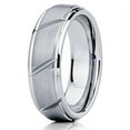 thumbnail image 2 of Silly Kings Silver Tungsten Wedding Band Grooved Men & Women Grey Tungsten Wedding Ring Comfort Fit, 2 of 3