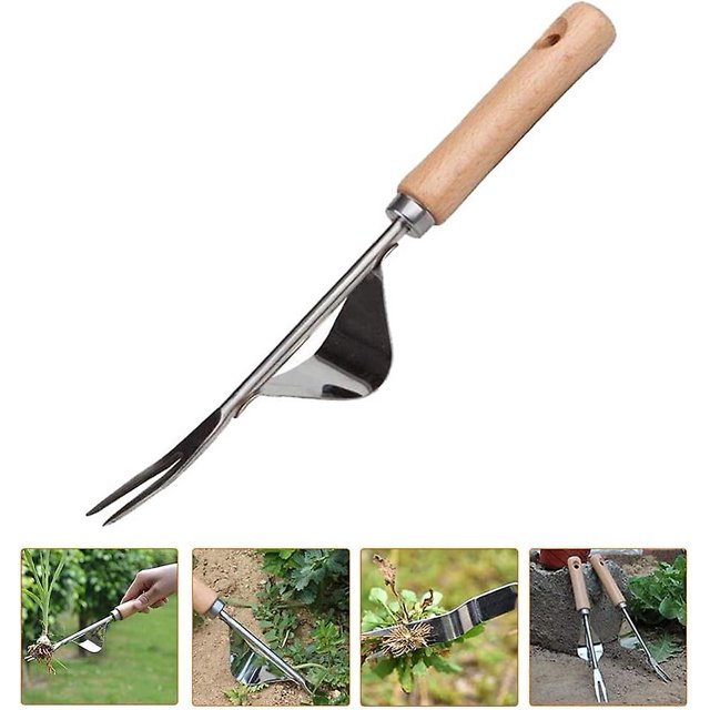 Herramienta de deshierbe manual Herramienta de deshierbe de acero inoxidable con mango de madera Herramienta de deshierbe de jardín