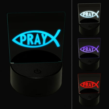 

Pray Ichthys Fish Christian Sketch LED Night Light Sign 3D Illusion Desk Nightstand Lamp