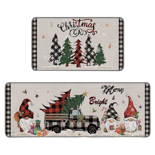 Dsscvnef Festive Velvet Christmas Carpet Set Home Décor Room Rug Cozy Winter Floor Mat for Seasonal Cheer 2PCS