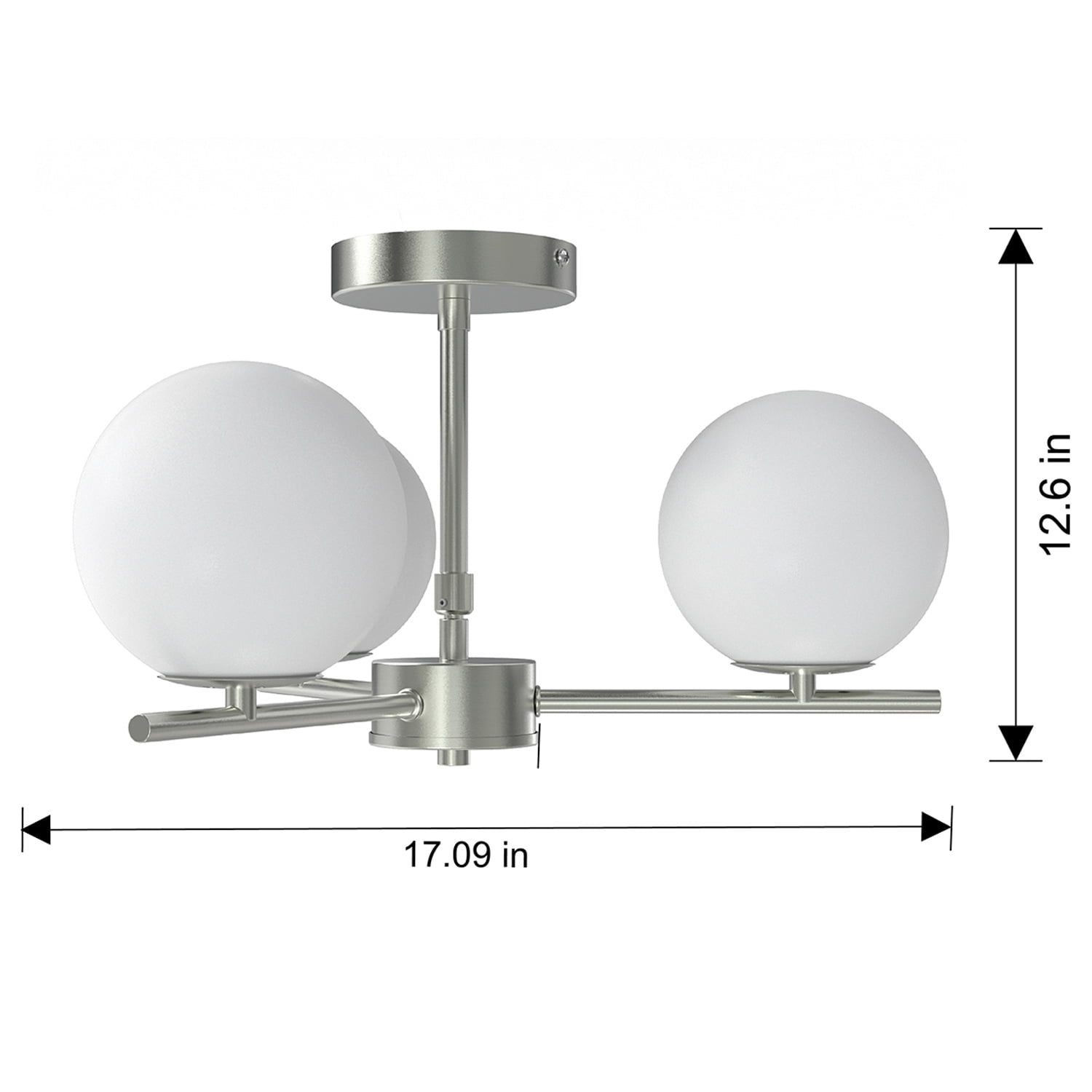 Better Homes & Gardens 17" Architectural Ceiling Light, Nickel Metal Frame Frosted Glass Globes