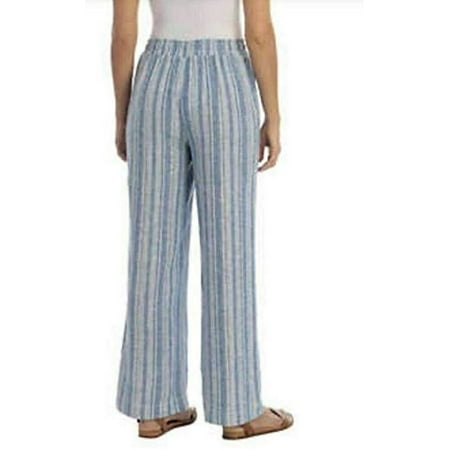 Briggs - Briggs Ladies' Linen Blend Pull-On Lose Fit Pants, Blue Stripe ...