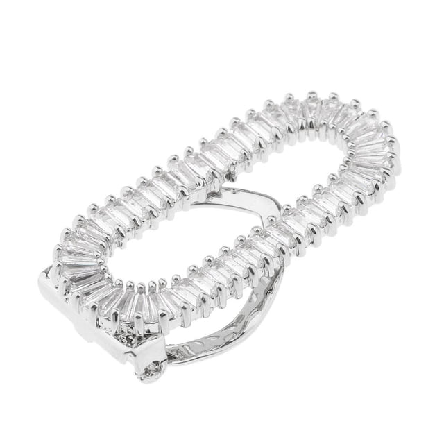 Rectángulo Zircon De Seda Cristal Mantón Anillo Clip Hebilla Puerta - Plata plateado jinwen Hebilla de bufanda de cristal de Zircon