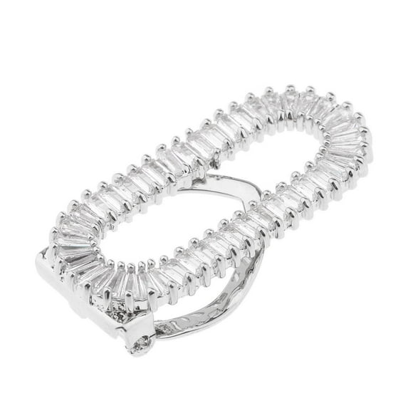 Rectangle Geometric with Luxury Zircon Chiffon Scarf Clip Rings White