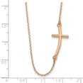 thumbnail image 3 of 14K Rose Gold Cable Necklace with Pendants Chain Large Sideways Curved Cross 19 inch 1 mm, 3 of 3