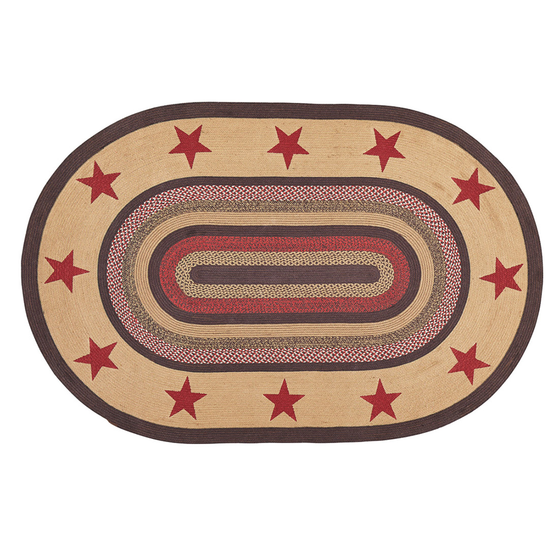 72x108 Rug Landon Jute Braided Rug Oval Stencil Stars 72x108 - Walmart.com