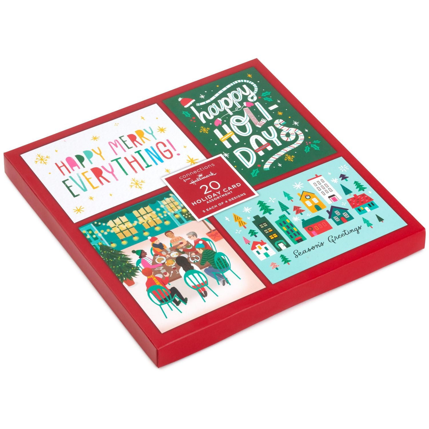 Connections from Hallmark Colourful Boxed Christmas Cards Assortment, Pack of 20
