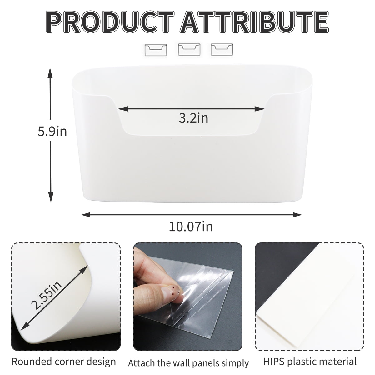 Kabuer No Drilling Acrylic File Holder Wall Organizer, Hanging Mail Organizer Document Holder, White (3 Pack)