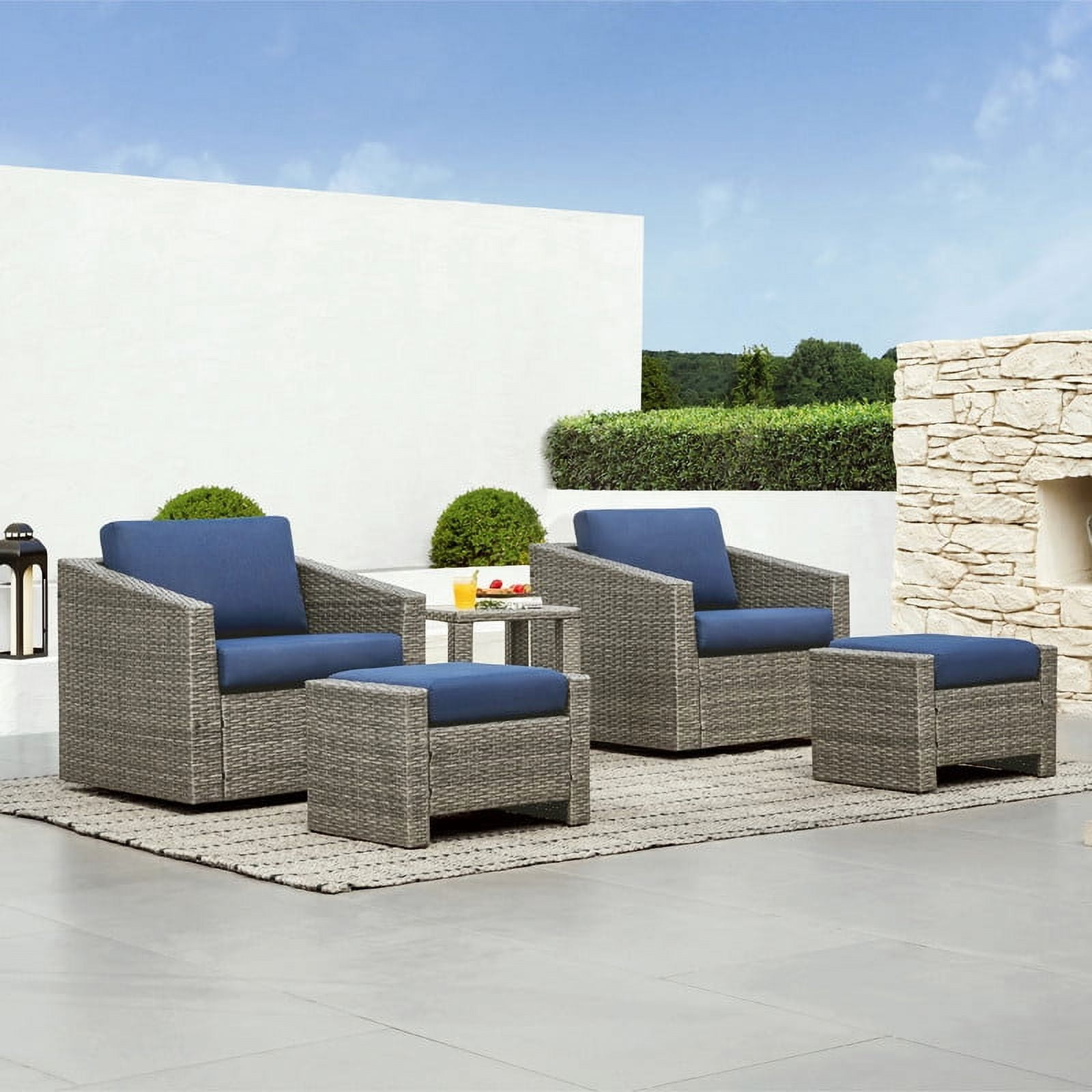 CHITA Outdoor Flat Wicker Side Table, Gray