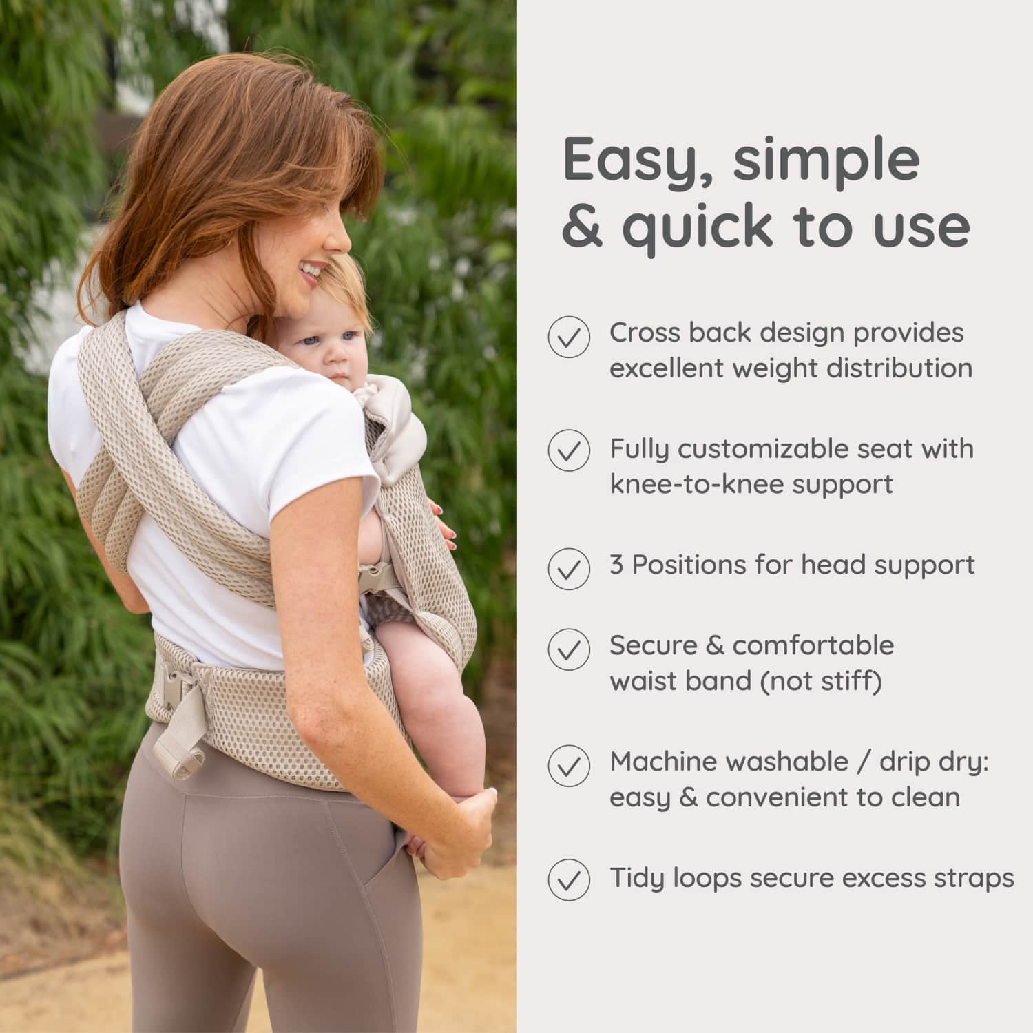 Infantino Honey Blossom Baby Carrier, Ergonomic Carrier, Adjustable Seat, Infant to Toddler 7–40 lbs, Unisex, Moon Beam