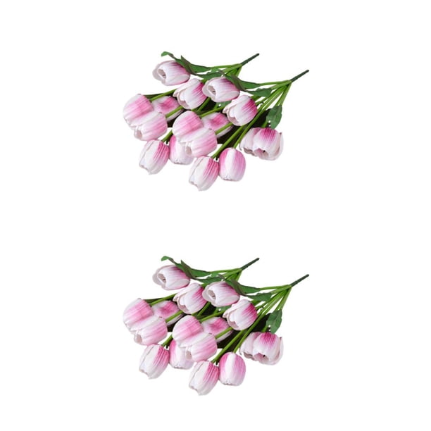 Ramo de flores artificiales de tulipanes Inteprter 2 uds 9 cabezas color Púrpura