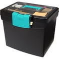 thumbnail image 2 of Storex Portable File Box, with XL Storage Lid, Black/Teal (Case of 2), 2 of 5