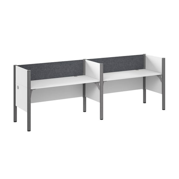 ProBiz Double Cubicle Desk with Low Privacy Panels in White - Engineered Wood