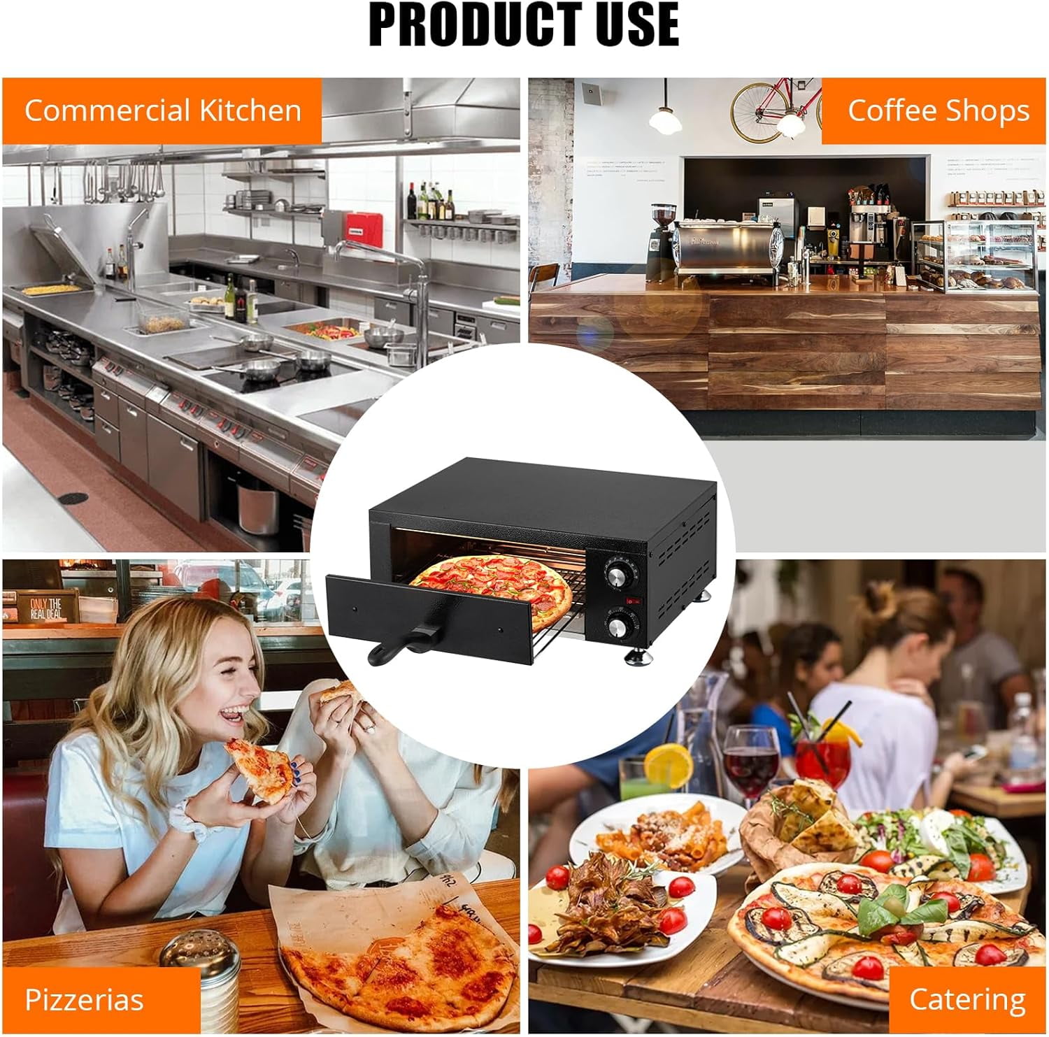 EastVita Electric Pizza Oven, 1100W Commercial Pizza Oven Countertop, Stainless Steel Electric Pizza Oven, Indoor Pizza Maker with Crumb Tray, Timer, Single Deck Layer Pizza Cooker