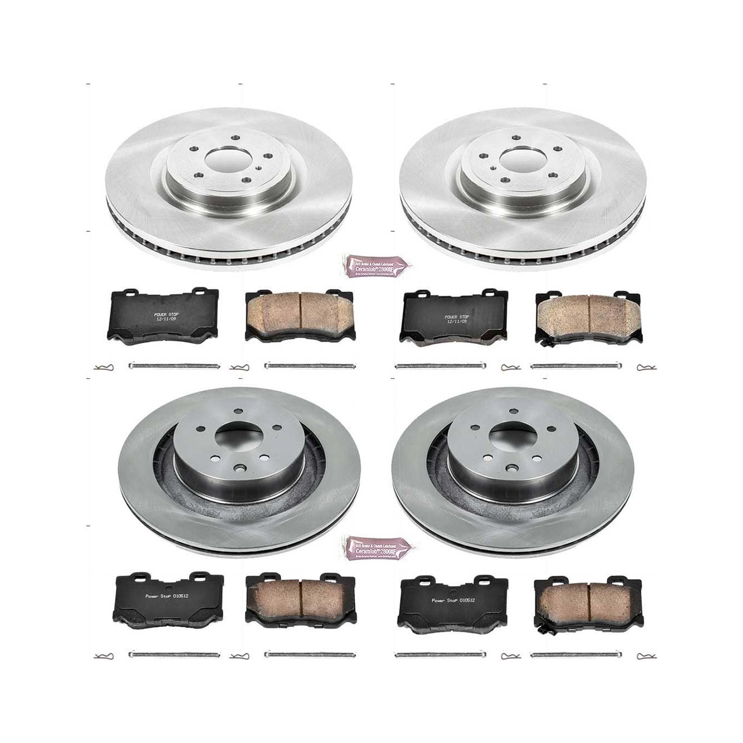 Power Stop Front and Rear Stock Replacement Brake Pad and Rotor Kit KOE4138 Fits 2013 Infiniti G37