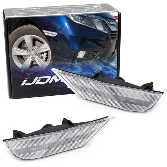 JDM Semi-Clear Lens Front Bumper Side Marker Lamps Housings For 2018-up Honda Odyssey, Replace OEM Amber Sidemarker Lamps
