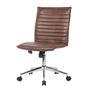 Boss Office Products Vinyl Armless Hospitality Task Chair with Casters, Brown