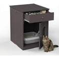 thumbnail image 4 of Cat Litter Box Enclosure Furniture with Drawer, Wooden Hidden Litter Cabinet for Indoor Pet, Side Table Nightstand for Living Room, 18.9" W x 20.9" D, Solid Wood, 4 of 9