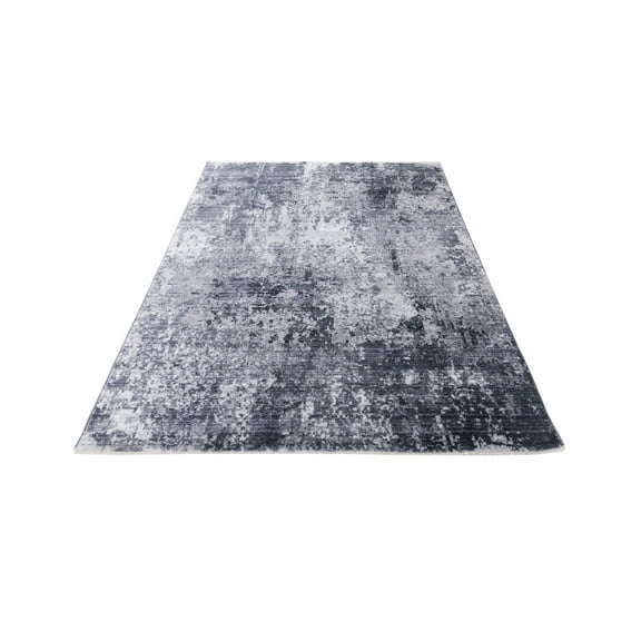 Allstar Modern Accent Rug with Weathered Texture design Black-Storm 8' x 10' 8' x 10'