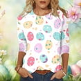 thumbnail image 2 of Womens Blouses Dressy Casual Summer,Easter Shirts for Women Cute Bunny Print Tops 3/4 Sleeve Casual Crewneck Pullover Holiday Blouses, 2 of 6