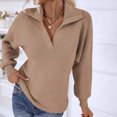 thumbnail image 6 of IROINNID Womens Sweater V-Neck Pullover Sweater Solid Color Leisure Mid-Length Long Sleeve Autumn and Winter Suit Collar Knit Sweater Lantern Sweater, 6 of 7