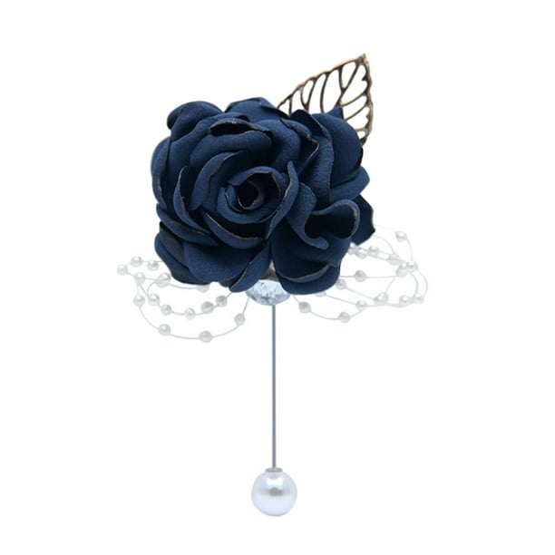 Bearachild Broches de boda con estilo, además de atuendo formal, ramillete de poliéster duradero y duradero Kits de decoración para fiestas azul oscuro