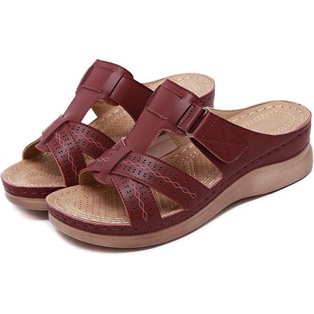 

PIKADINGNIS Women s Sandals Summer Sandals Retro Wedge Sandals Open Toe Sandals Beach Slippers