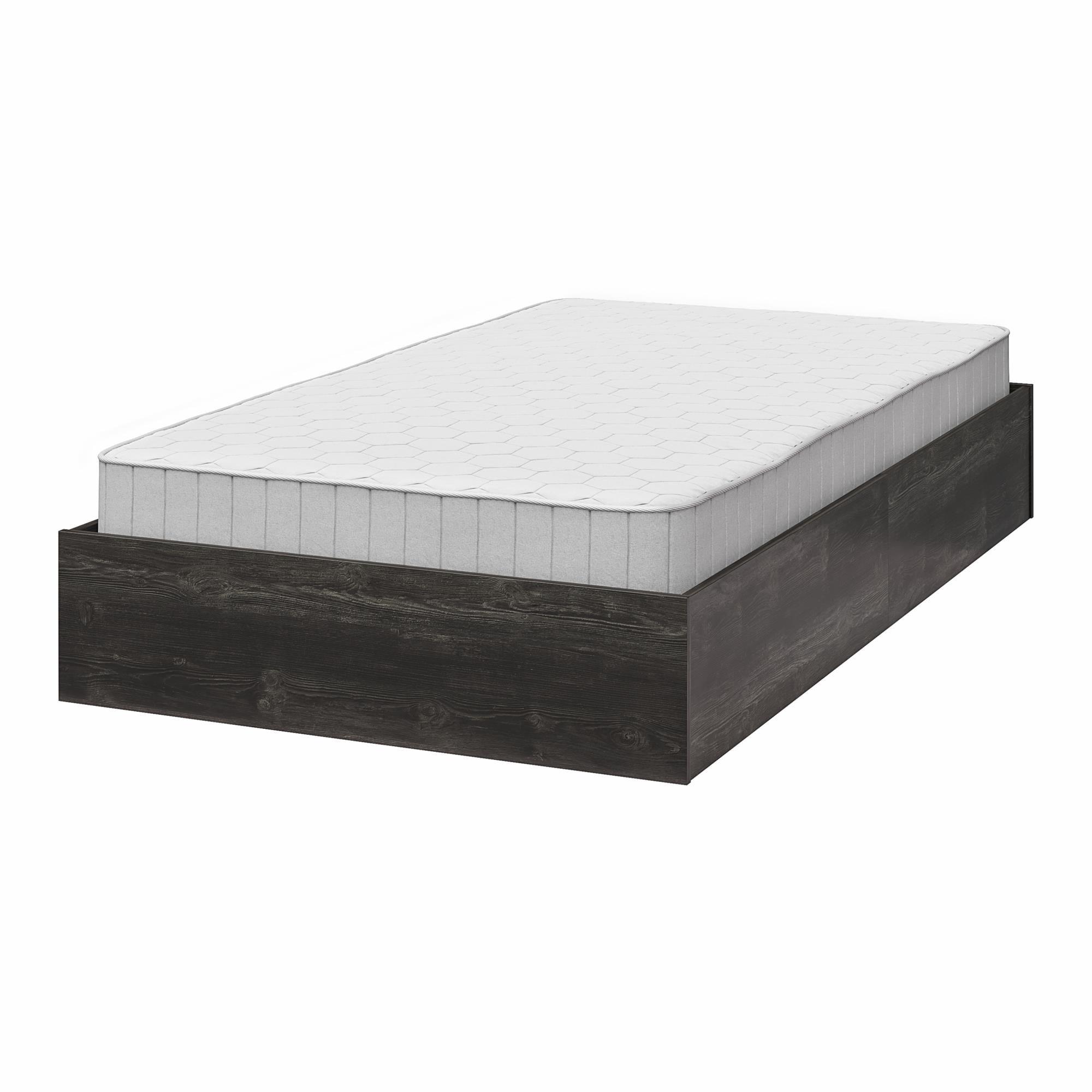 RealRooms DreamSaver Platform Bed Frame and Mattress Set, Twin, Black Oak