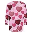 thumbnail image 4 of Womens Fashion Valentines Day Tshirts 3/4 Sleeve Crewneck Cute Heart Graphic Tee Holiday Tunic Tops, 4 of 5