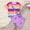 Purple, variant on ZEHJUHAN Toddler Girls 3-Piece Summer Outfit Set Rainbow Striped T-Shirt Sport Shorts Matching Bag Cute Playwear Purple,18-24M