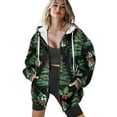 thumbnail image 2 of Vintage Christmas Sweatshirt Women'S Casual Striped Hooded Hoody Warm Pullover Long Sleeve Soft Streetwear Tops Oversized Hoodies for Women Green L, 2 of 5