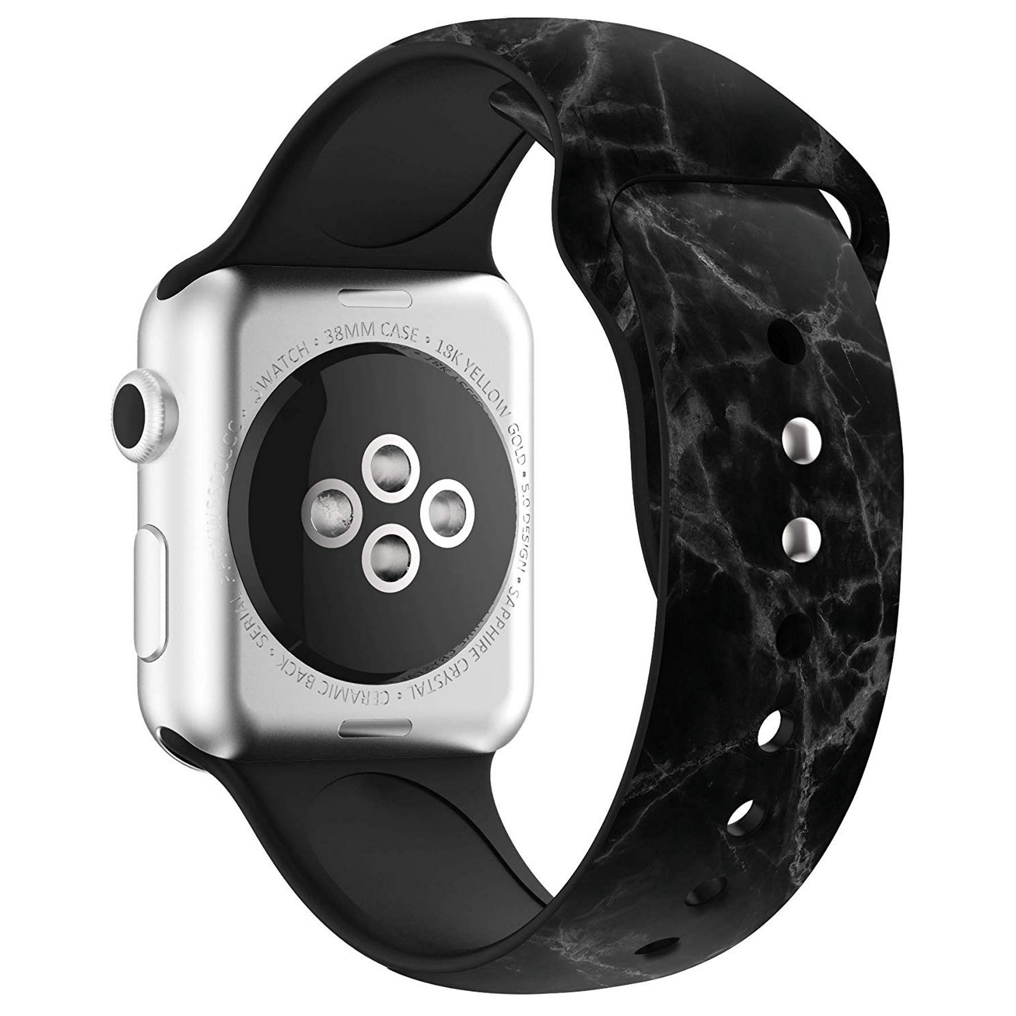 Apple Watch Replacement Bands 40mm with Full Body Clear Hard Case Temper Glass Screen Protector Soft Silicone Replacement Wristband for iWatch Apple Watch Series 4 Black Marble Walmart
